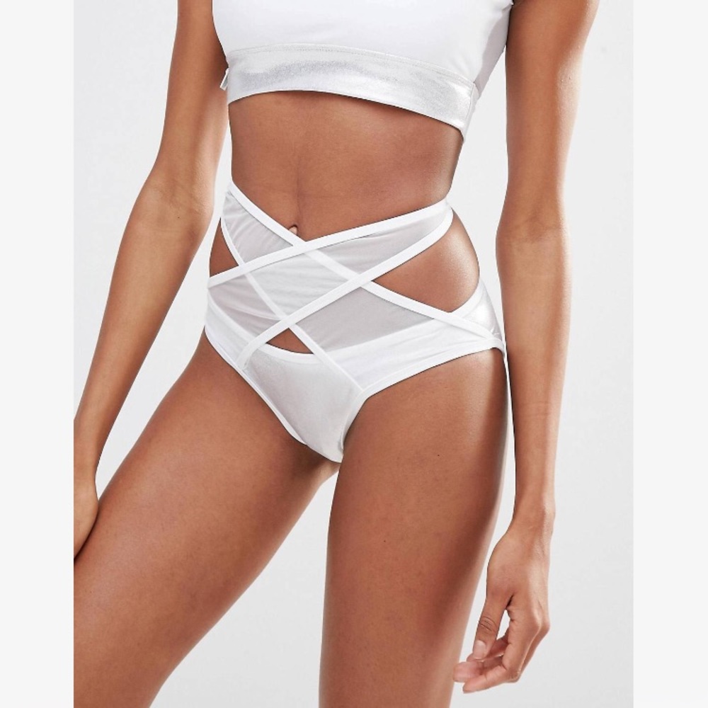 NWT: Quontum - Mesh Wrap White Bikini Bottom